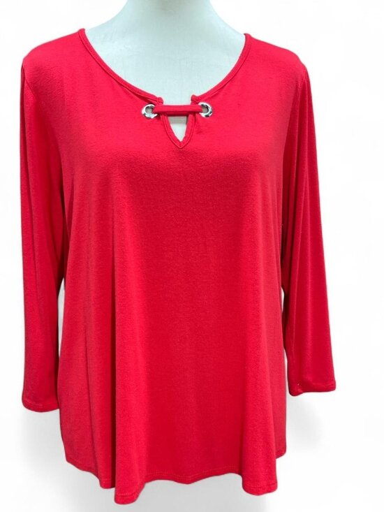 Espresso Tops - Espresso Red 3/4 Sleeve Top | Size L